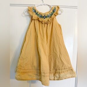 Max Studio Kids Dress in Yellow with Floral Embroidery